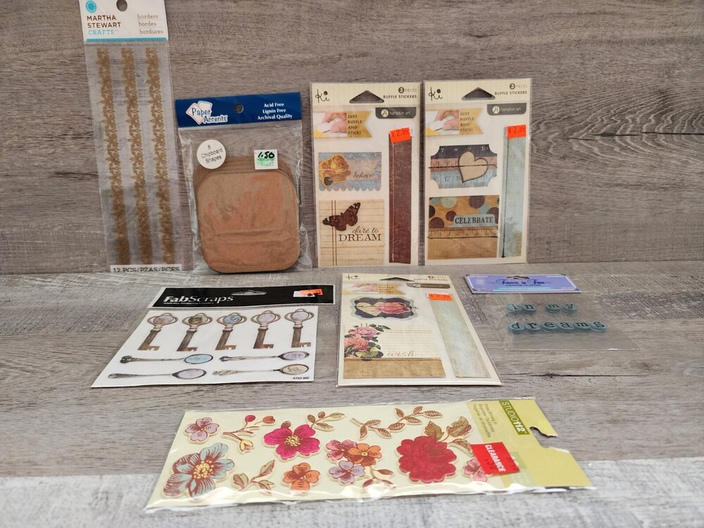 LOT Scrapbook Stickers - Birds Keys Vintage Emphora 3D Flowers + #36 NEW
